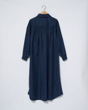 Load image into Gallery viewer, Blue windowpane smock dress