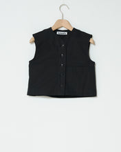 Load image into Gallery viewer, Black poplin cropped vest top