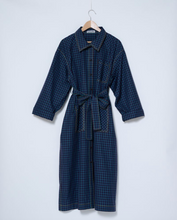 Load image into Gallery viewer, Blue windowpane trench poplin dress