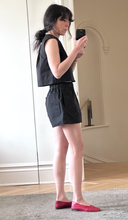 Load image into Gallery viewer, Black poplin cropped vest top