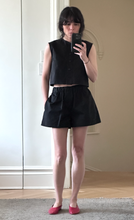 Load image into Gallery viewer, Black poplin cropped vest top