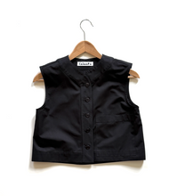 Load image into Gallery viewer, Black poplin cropped vest top