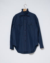 Load image into Gallery viewer, Blue windowpane ruffle shirt
