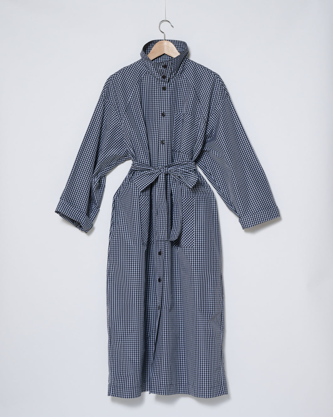Check taffeta trench dress