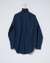 Load image into Gallery viewer, Blue windowpane ruffle shirt
