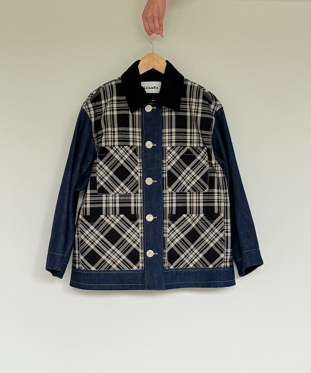 AW23 plaid and denim jacket