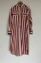 Load image into Gallery viewer, Stripe ruffle neck dress
