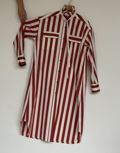 Load image into Gallery viewer, Stripe ruffle neck dress
