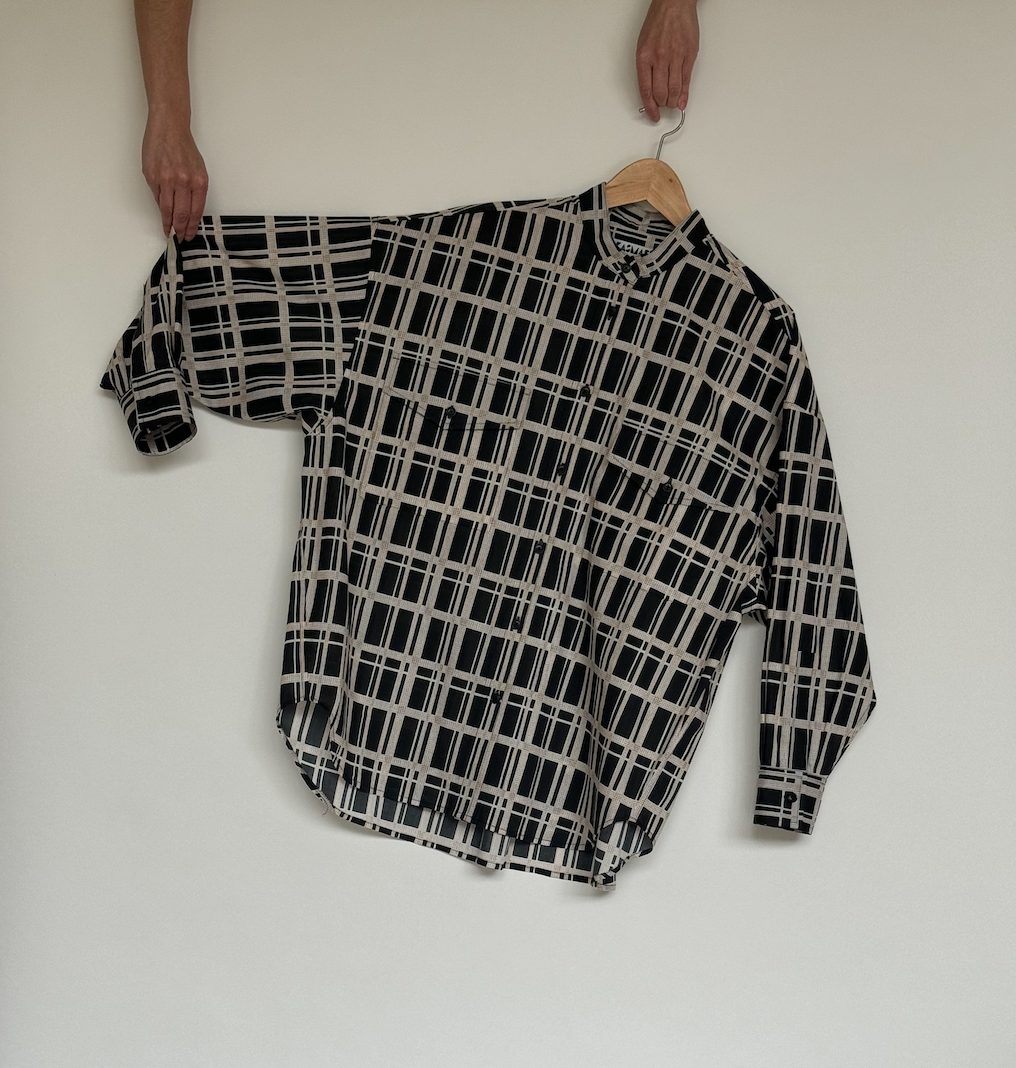 Grid print oversized shirt