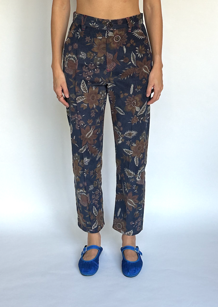 Floral paisley cord pintuck trousers – KasMaria