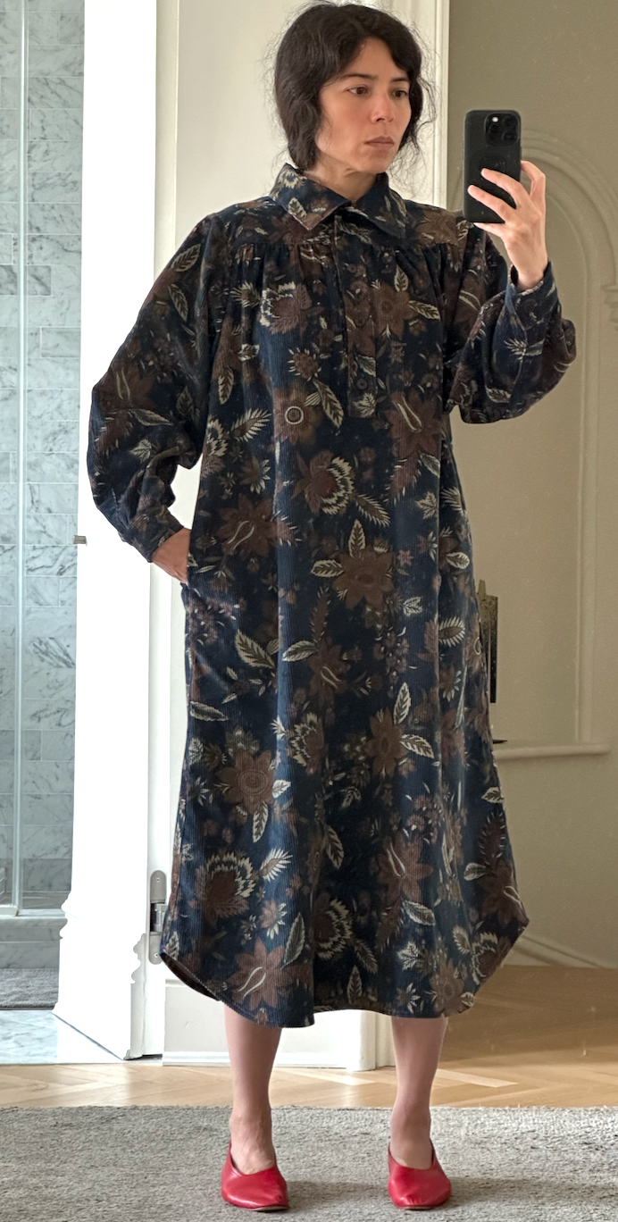 Floral Paisley Cord smock dress SAMPLE size L