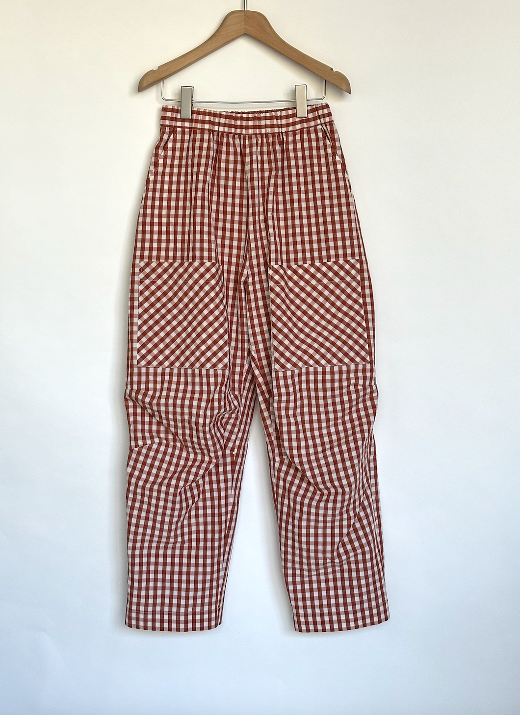 gingham patch pocket pants