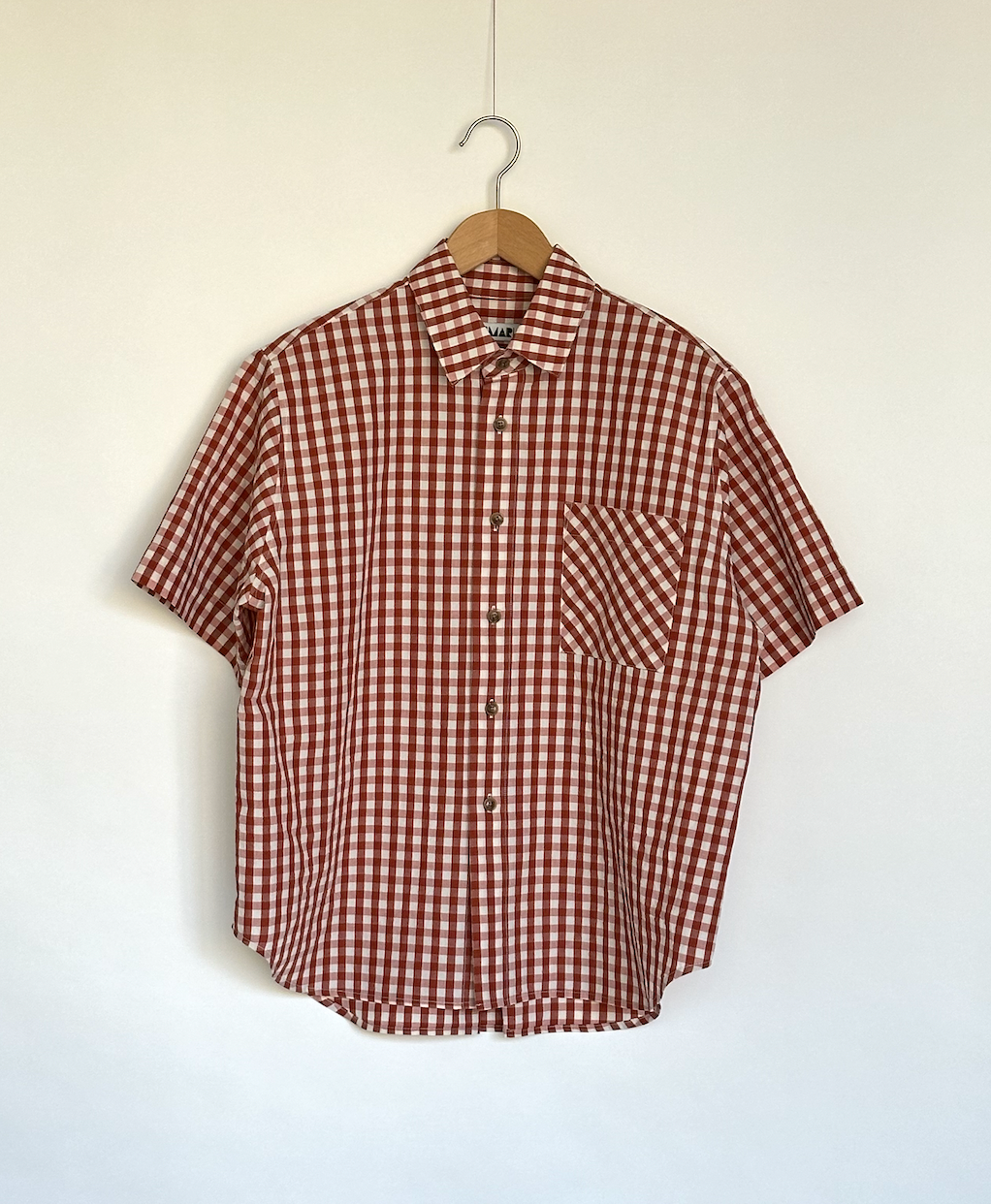 gingham short sleeve shirt