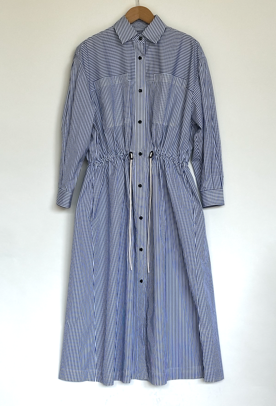 thin stripe big pocket shirtdress