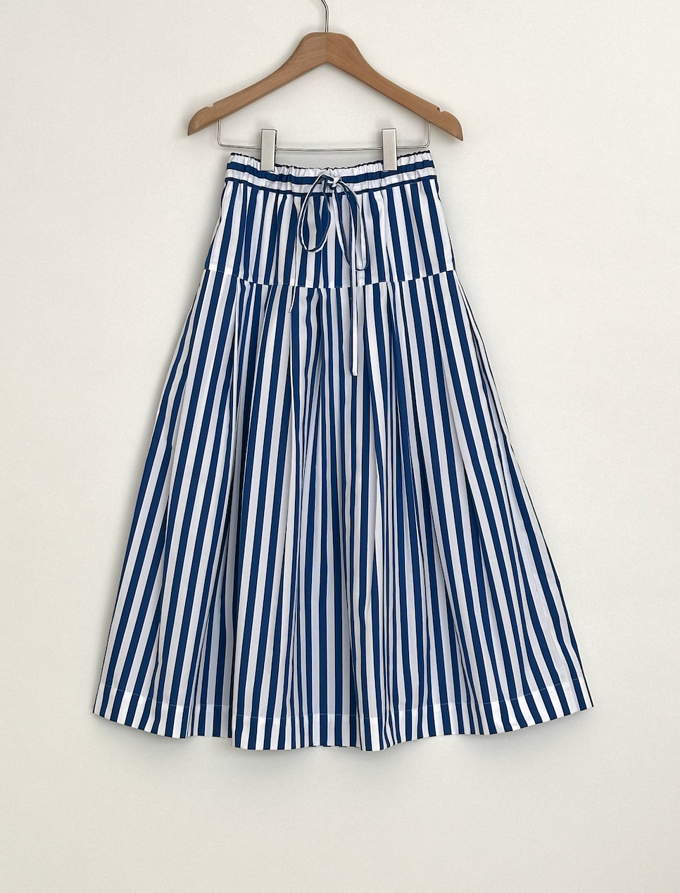 stripe poplin pleated skirt