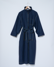 Load image into Gallery viewer, Blue windowpane trench poplin dress
