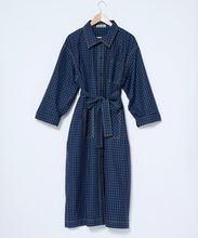 Load image into Gallery viewer, Blue windowpane trench poplin dress
