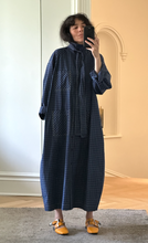 Load image into Gallery viewer, Blue windowpane trench poplin dress
