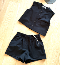 Load image into Gallery viewer, Black poplin cropped vest top
