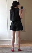 Load image into Gallery viewer, Black poplin cropped vest top
