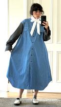 Load image into Gallery viewer, Ruffle combo stripe shirtdress

