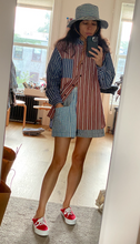 Load image into Gallery viewer, Gingham seersucker patchwork shorts
