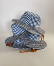 Load image into Gallery viewer, Gingham seersucker sun hat
