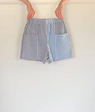 Load image into Gallery viewer, Gingham seersucker patchwork shorts
