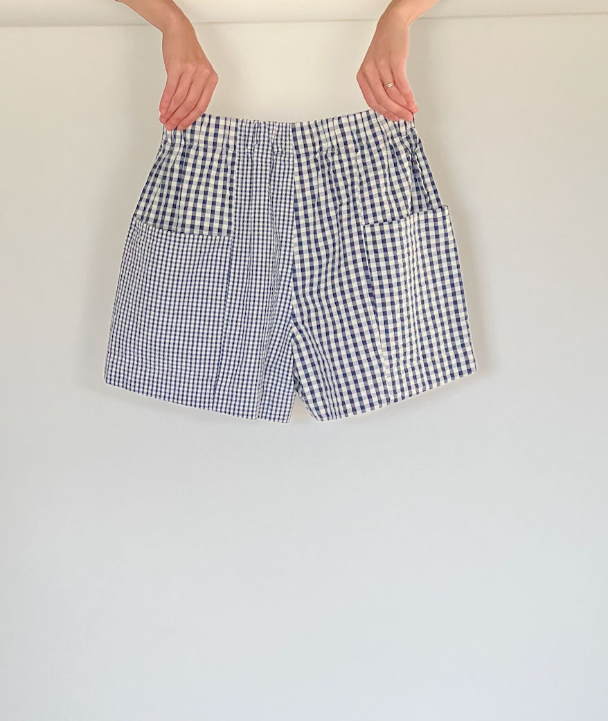 Gingham seersucker patchwork shorts – KasMaria