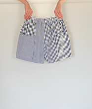 Load image into Gallery viewer, Gingham seersucker patchwork shorts
