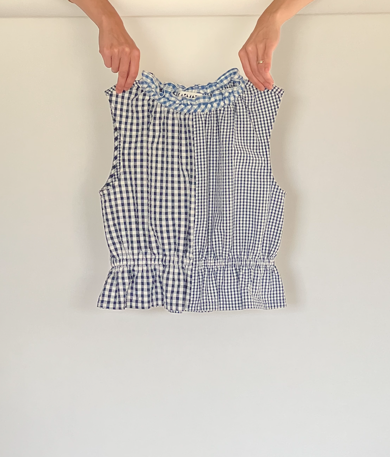 Gingham seersucker cropped top