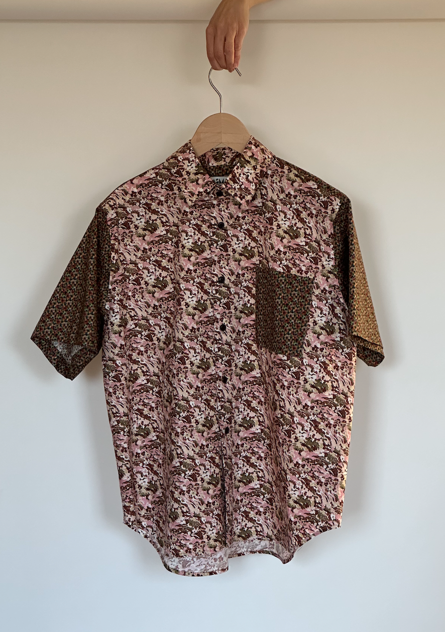 Cotton Floral combo print short sleeve shirt