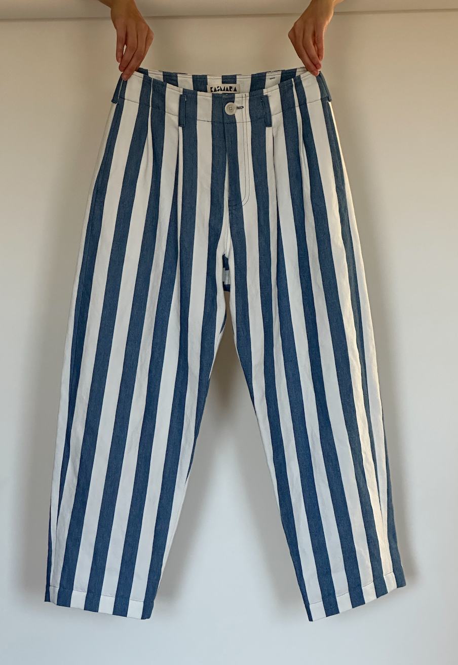 Cotton linen pleated trousers