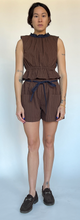 Load image into Gallery viewer, Summer weight seersucker shorts with tie brown
